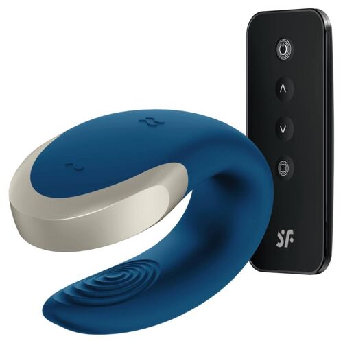 Satisfyer Double Love vibromasseur connecté pour couple bleu